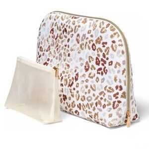 Sonia Kashuk Large Leopard Toiletry/Makeup Bag Bonus Mesh Mini Bag
